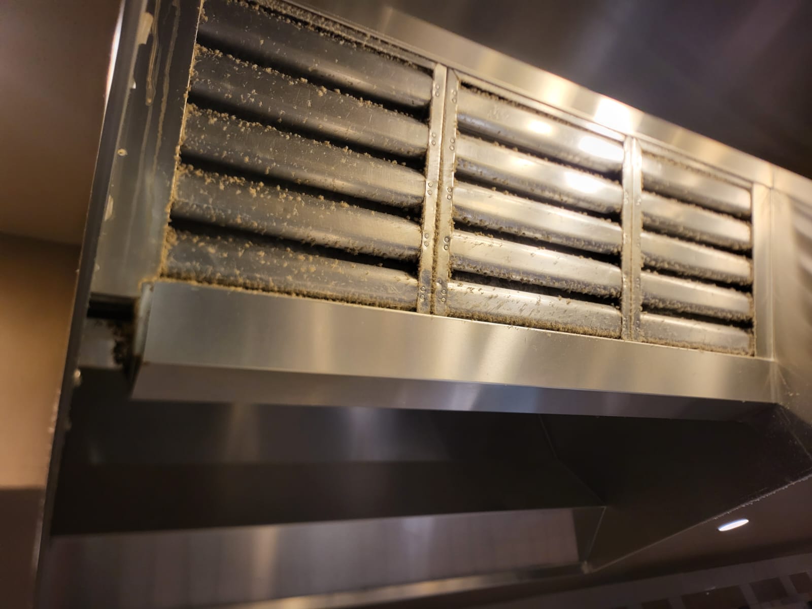 Polished stainless steel kitchen exhaust ductwork