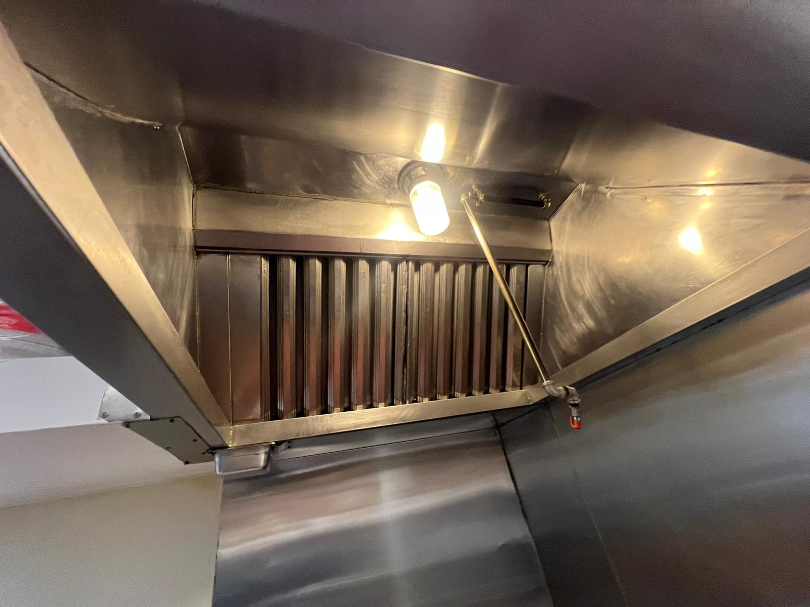 Polished stainless steel kitchen exhaust ductwork