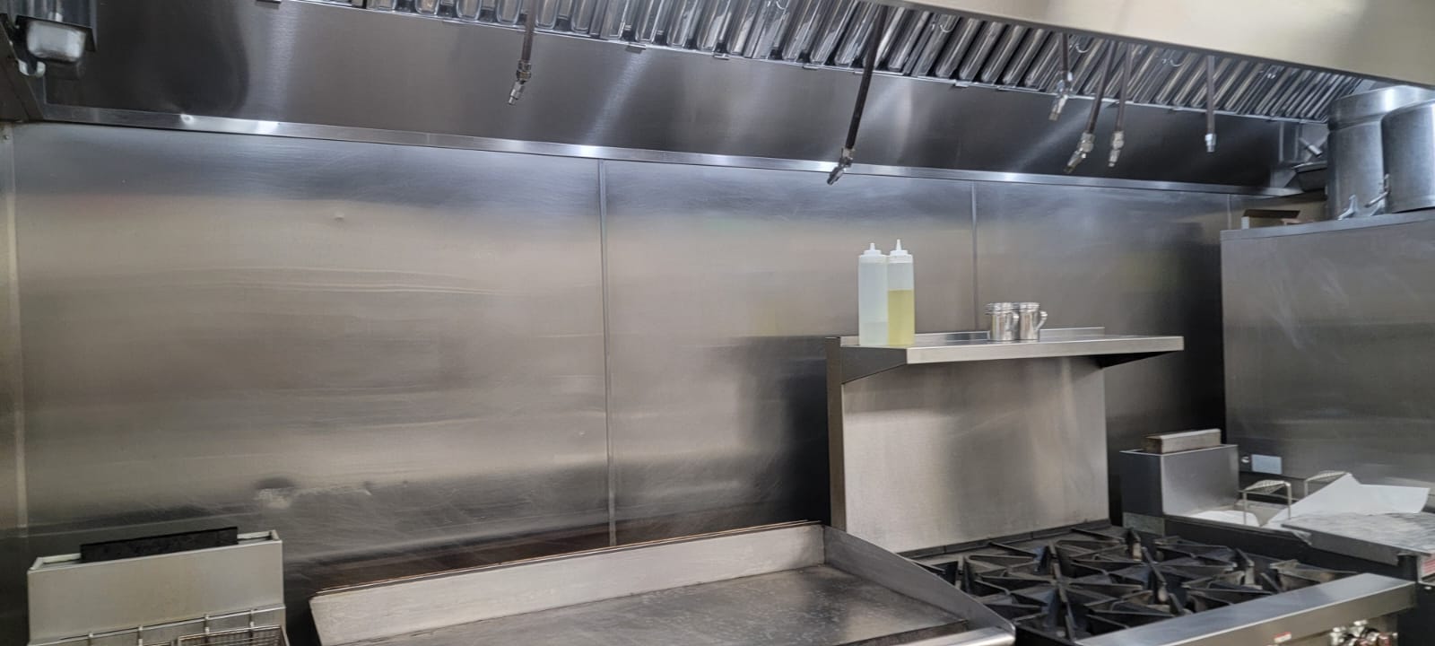 Polished stainless steel kitchen exhaust ductwork