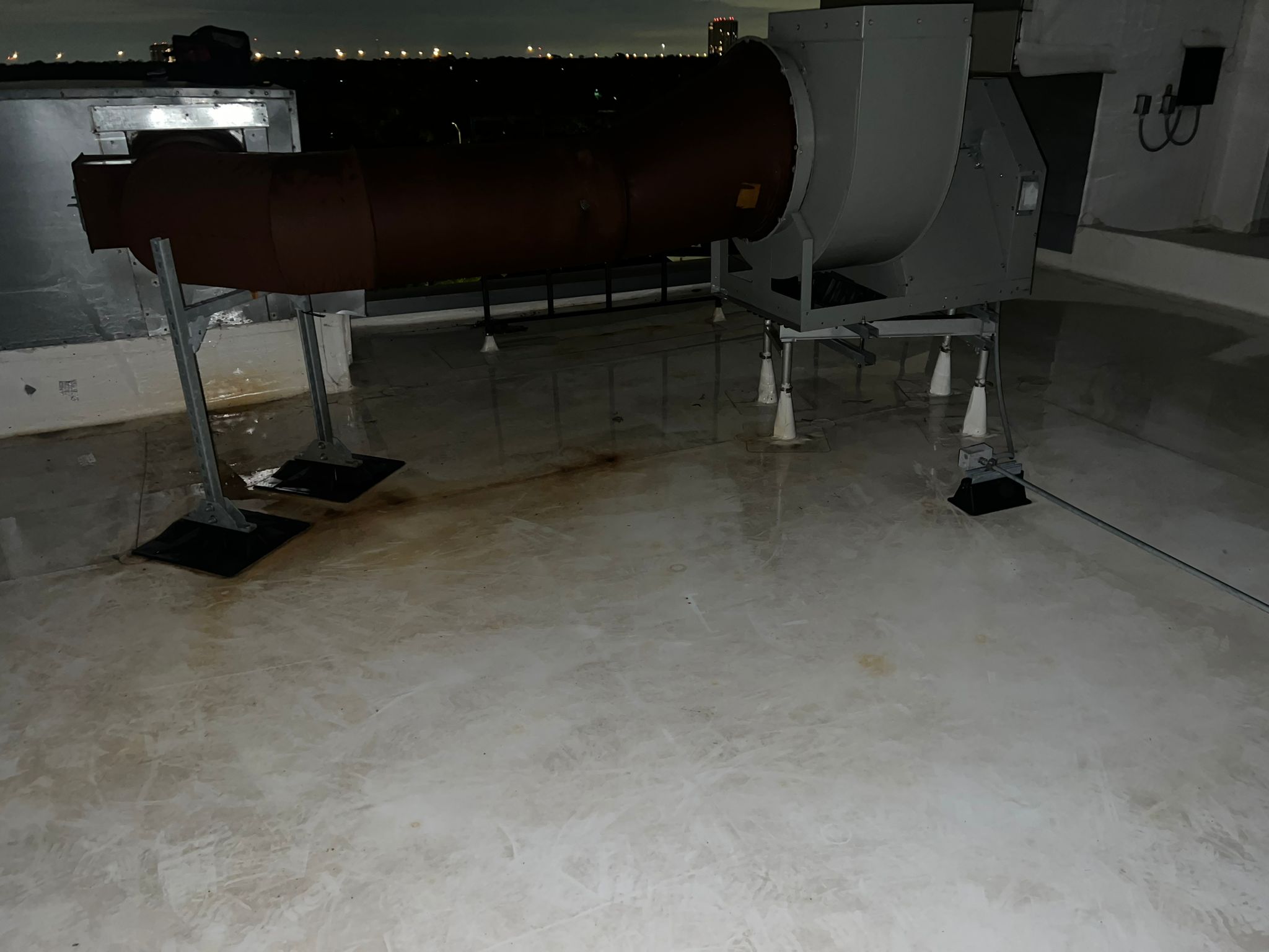 Ventilation hoods above a large institutional kitchen