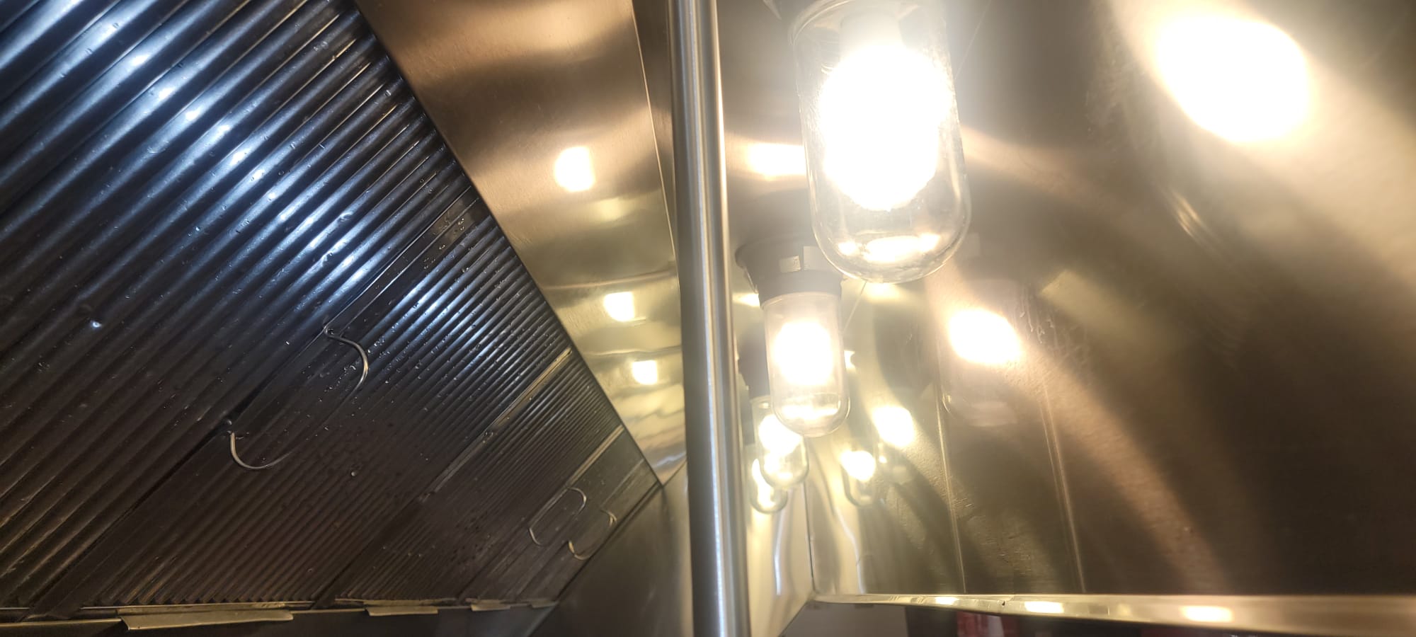 Polished stainless steel kitchen exhaust ductwork