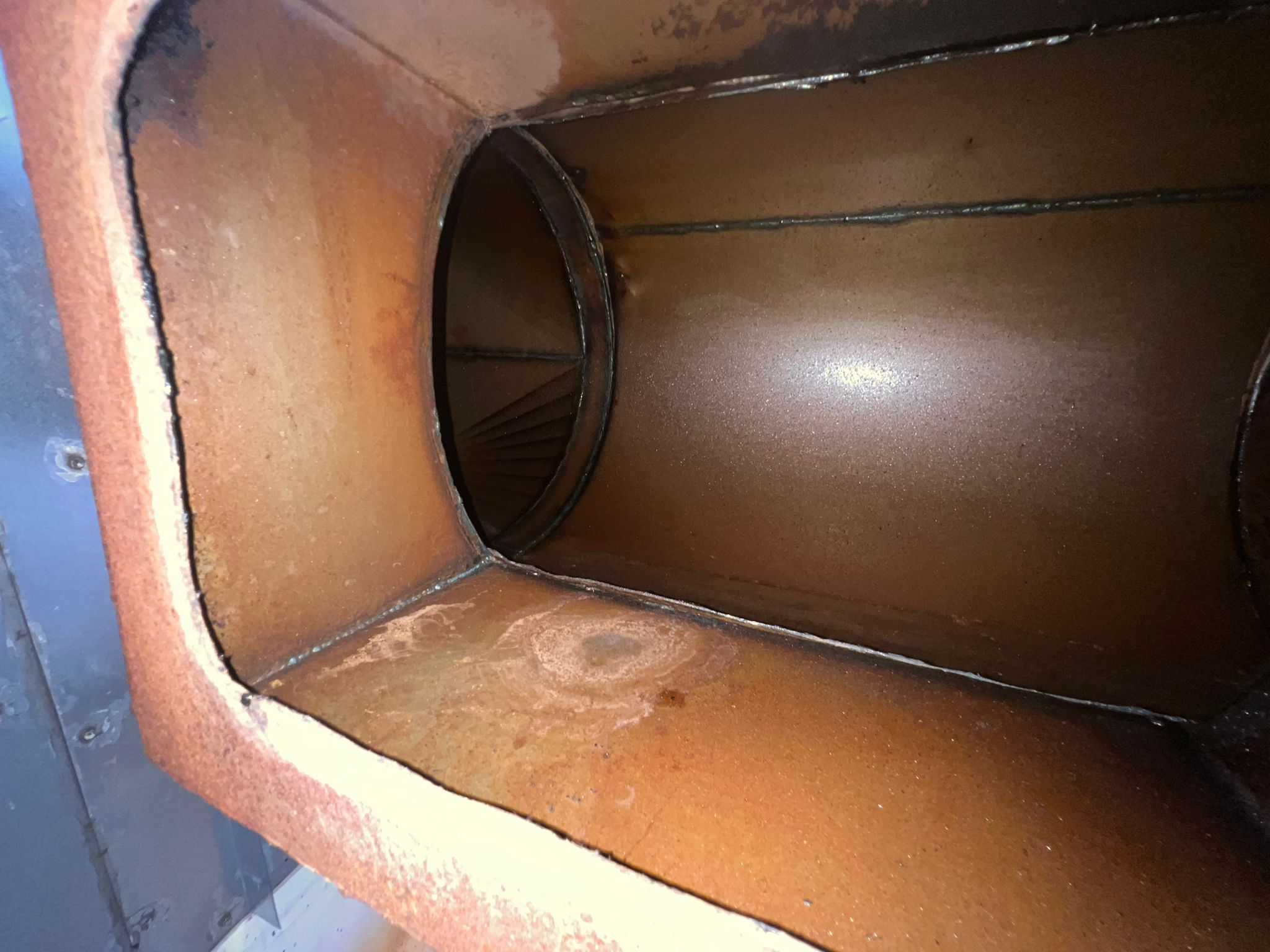Polished stainless steel kitchen exhaust ductwork