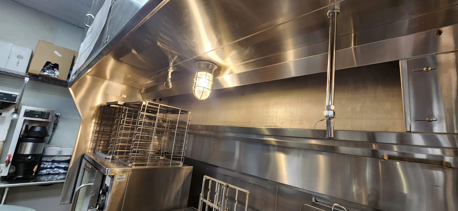Polished stainless steel kitchen exhaust ductwork