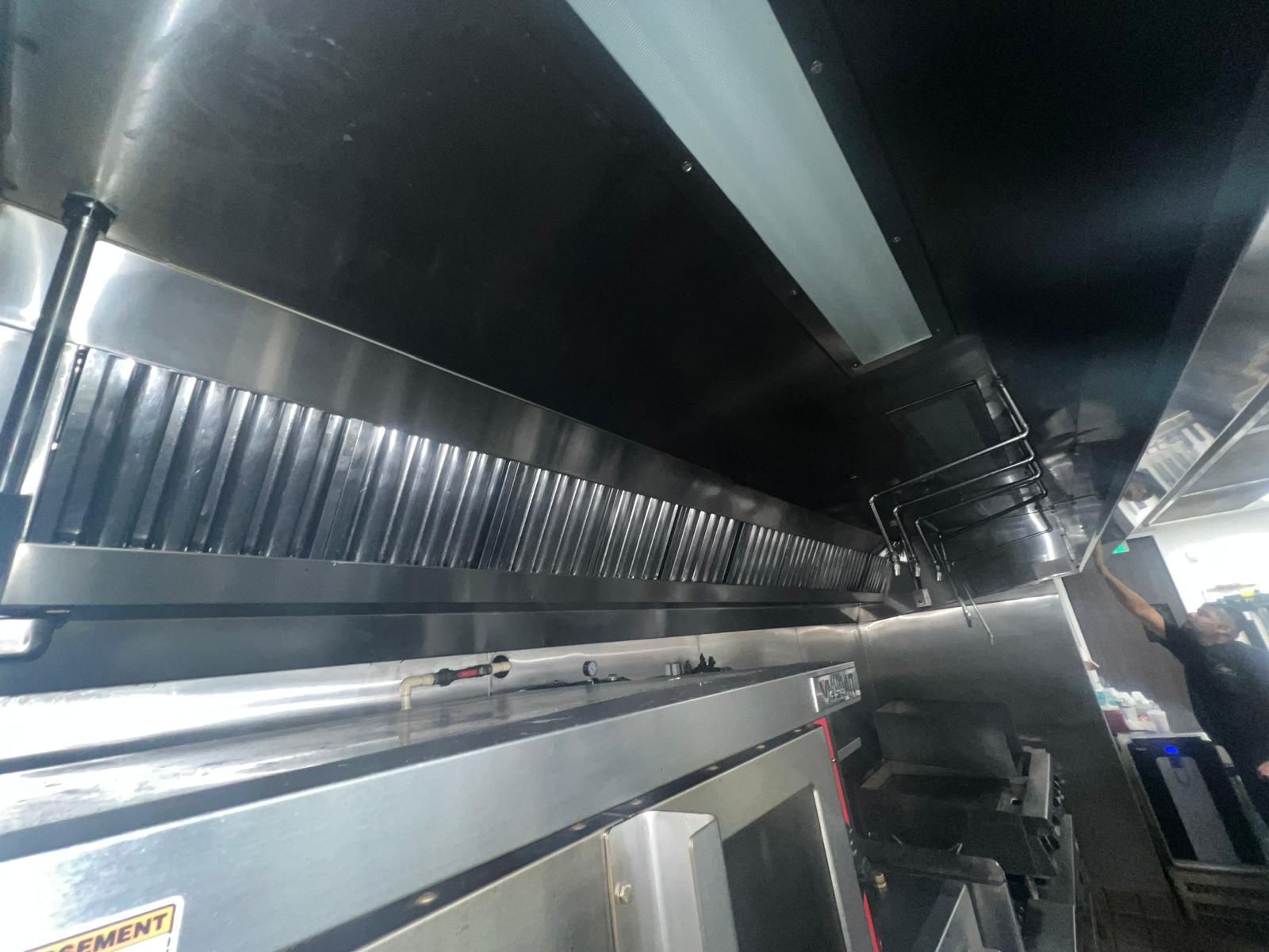 Polished stainless steel kitchen exhaust ductwork